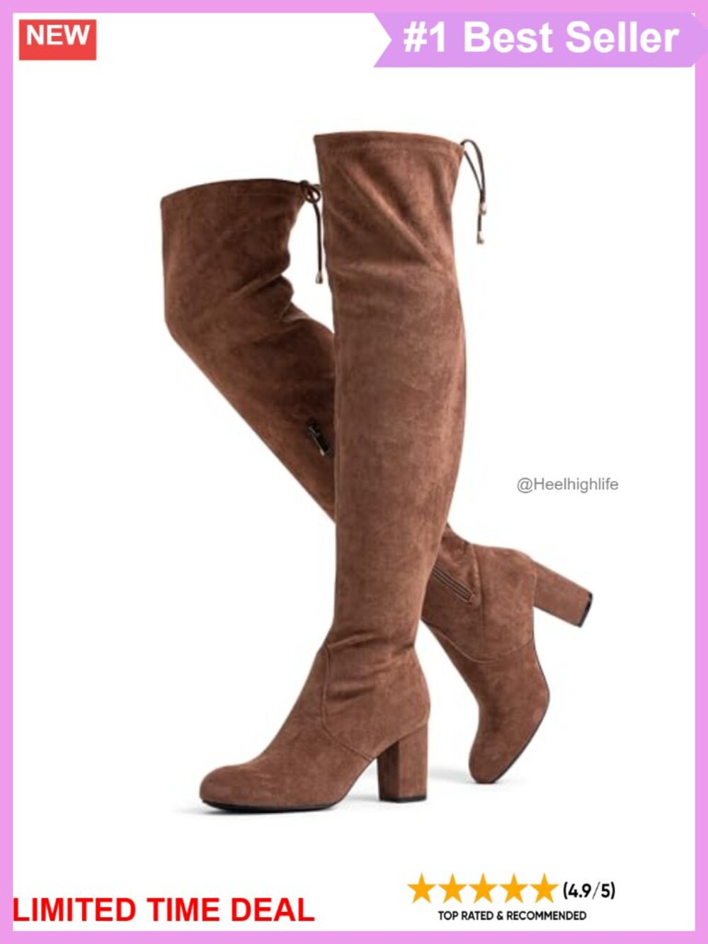 Faux Suede Over the Knee Thigh High Boots Block Heel Round Toe